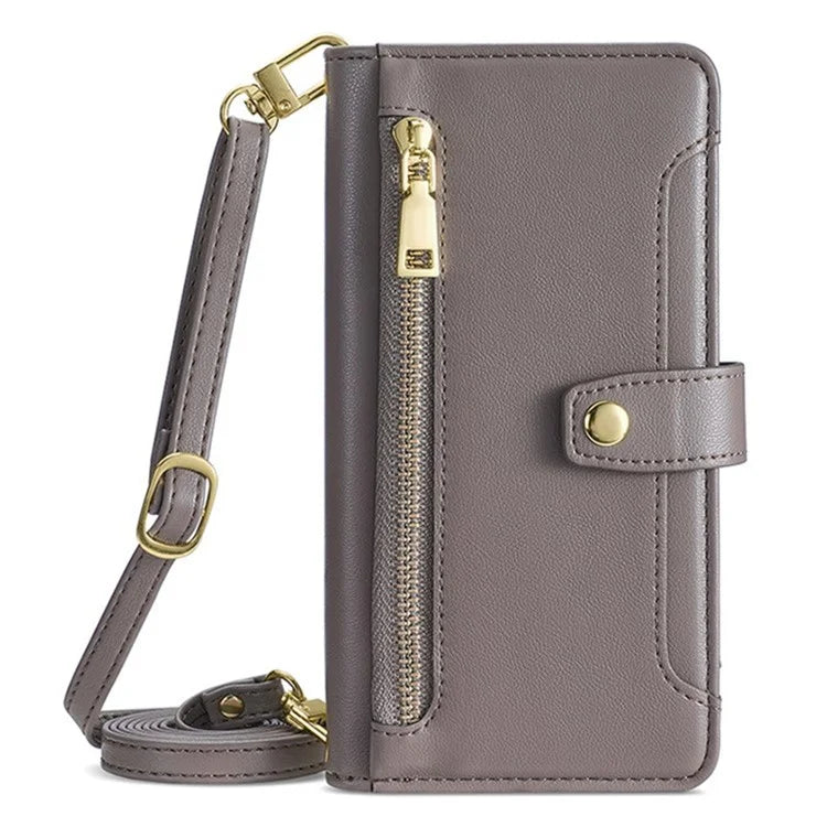 For vivo iQOO Z8x 5G / Y78t 5G Case Zipper Pocket Leather Phone Cover with 2 Straps