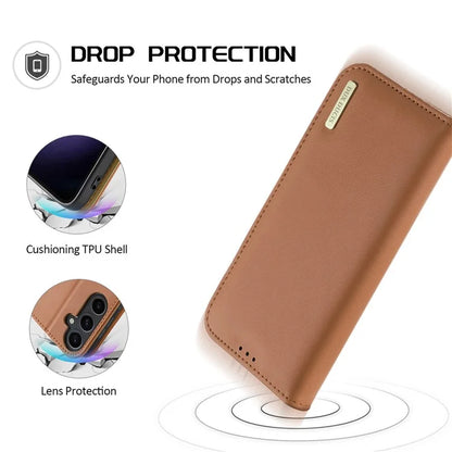 DUX DUCIS Hivo Series for Samsung Galaxy S24 Case Cowhide Leather Stand Phone Wallet Cover