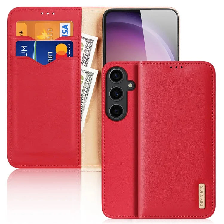 DUX DUCIS Hivo Series for Samsung Galaxy S24 Case Cowhide Leather Stand Phone Wallet Cover