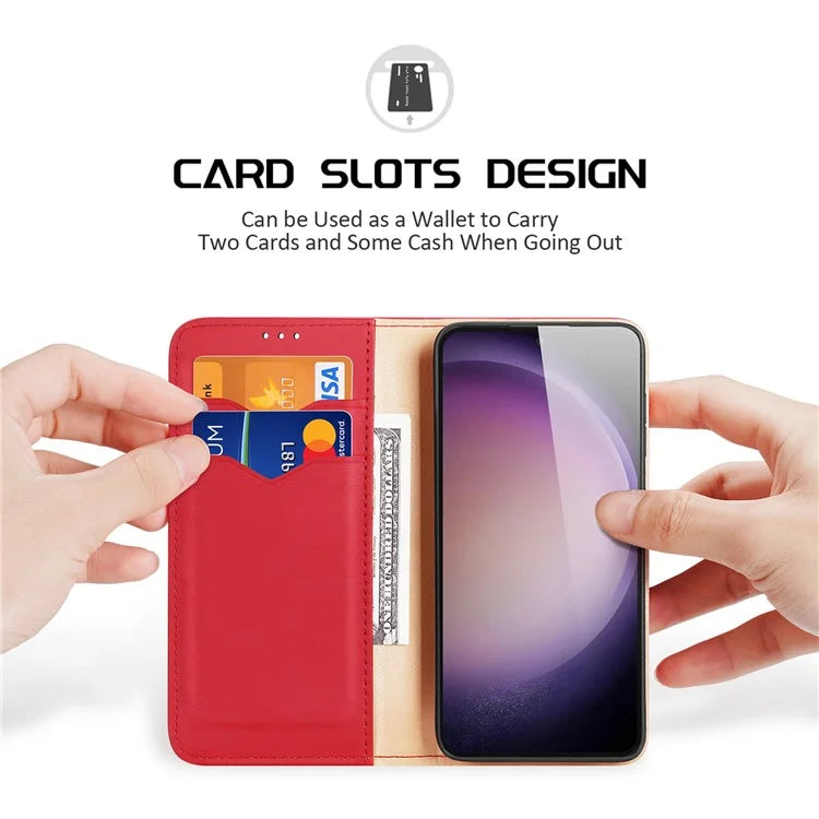 DUX DUCIS Hivo Series for Samsung Galaxy S24 Case Cowhide Leather Stand Phone Wallet Cover