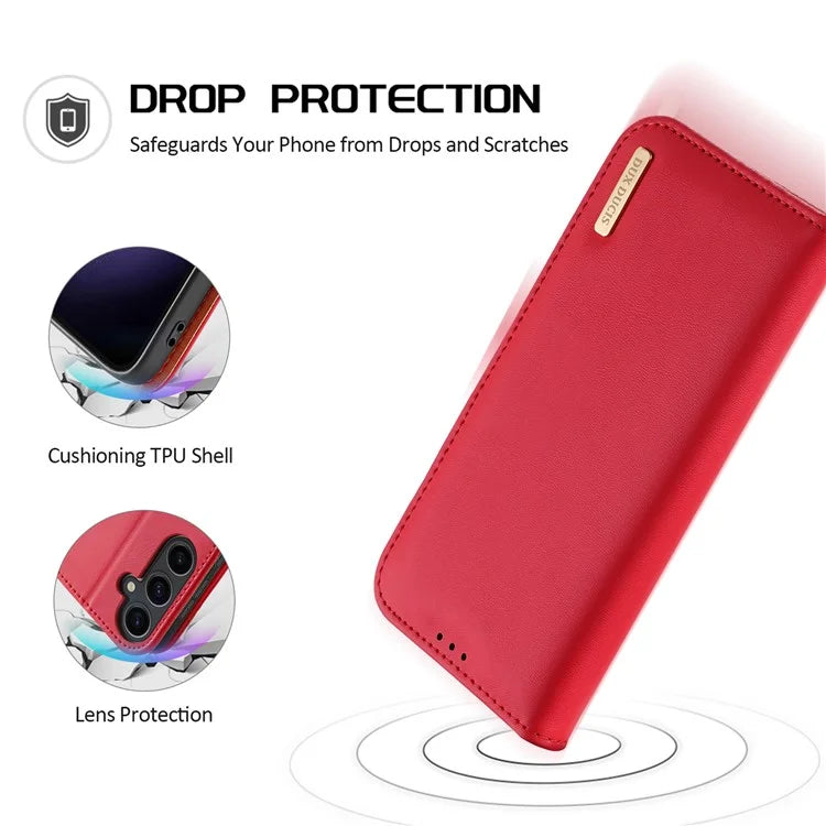 DUX DUCIS Hivo Series for Samsung Galaxy S24 Case Cowhide Leather Stand Phone Wallet Cover