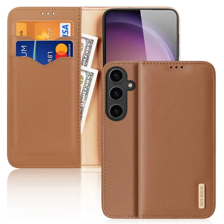 DUX DUCIS Hivo Series for Samsung Galaxy S24+ Case RFID Blocking Cowhide Leather Wallet Cover