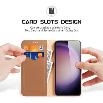 DUX DUCIS Hivo Series for Samsung Galaxy S24+ Case RFID Blocking Cowhide Leather Wallet Cover
