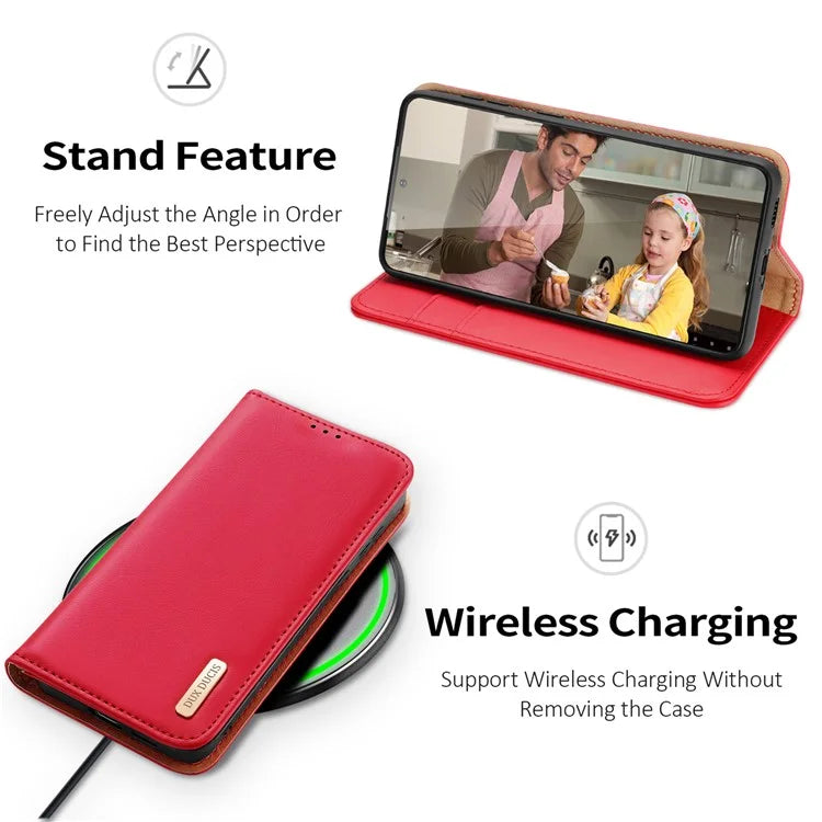 DUX DUCIS Hivo Series for Samsung Galaxy S24+ Case RFID Blocking Cowhide Leather Wallet Cover