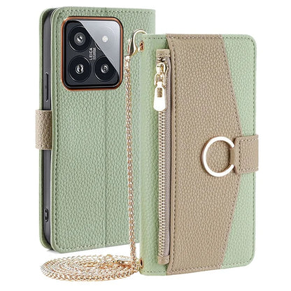 For Xiaomi 14 Pro Phone Case Anti-fall PU Leather Stand Cover with Makeup Mirror