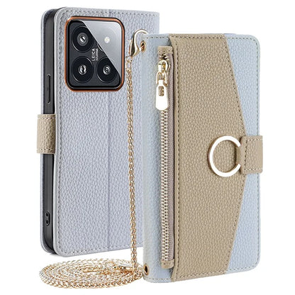 For Xiaomi 14 Pro Phone Case Anti-fall PU Leather Stand Cover with Makeup Mirror