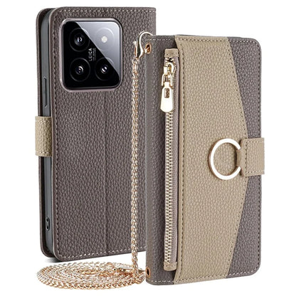For Xiaomi 14 Case Litchi Texture Crossbody Stand Wallet Phone Protector