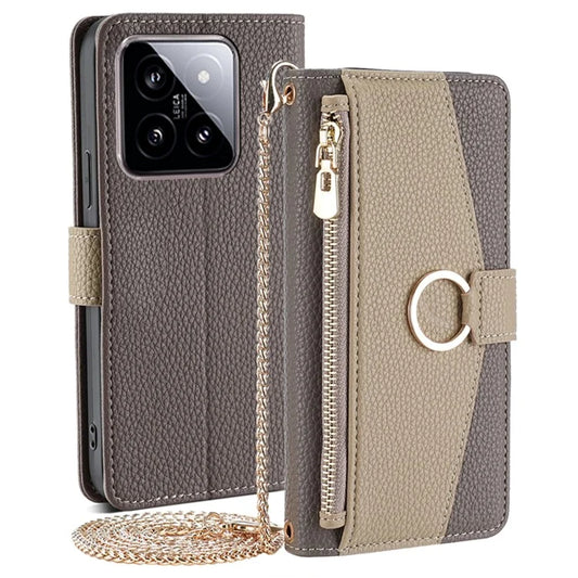 For Xiaomi 14 Case Litchi Texture Crossbody Stand Wallet Phone Protector