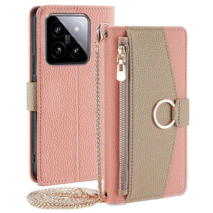 For Xiaomi 14 Case Litchi Texture Crossbody Stand Wallet Phone Protector