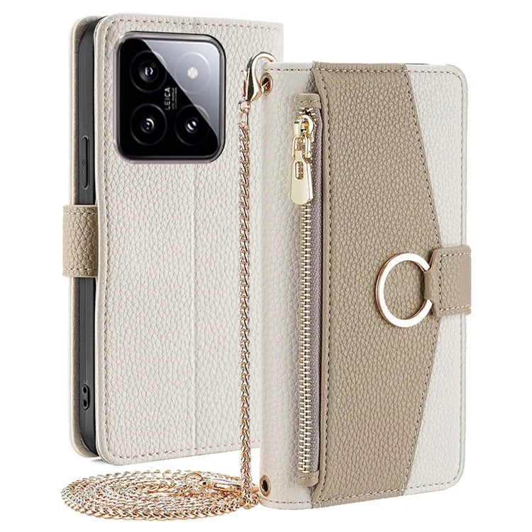 For Xiaomi 14 Case Litchi Texture Crossbody Stand Wallet Phone Protector