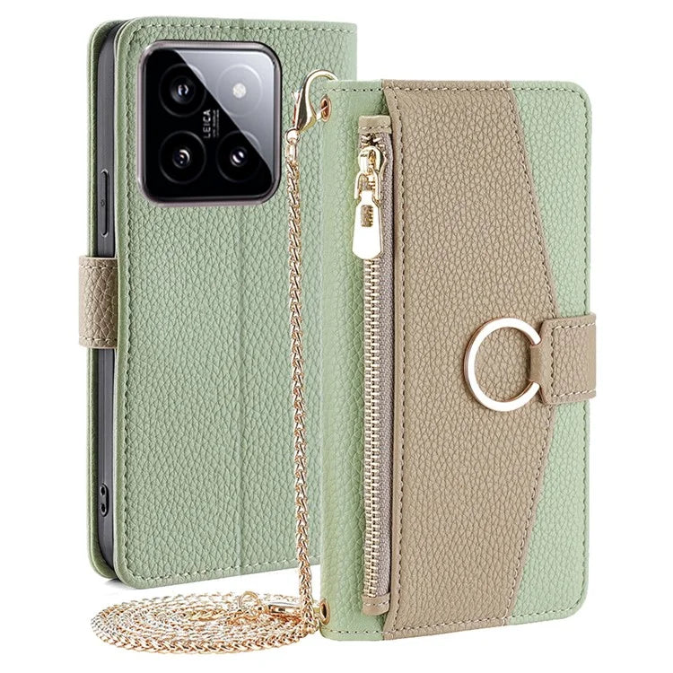 For Xiaomi 14 Case Litchi Texture Crossbody Stand Wallet Phone Protector