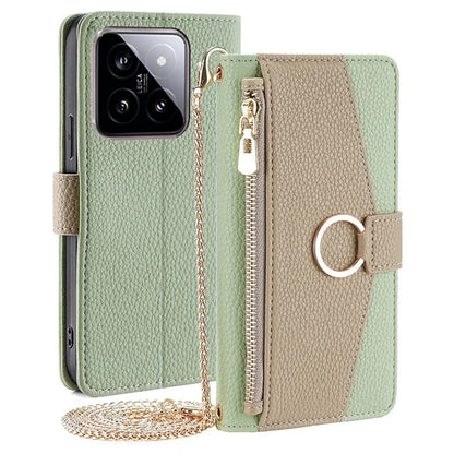 For Xiaomi 14 Case Litchi Texture Crossbody Stand Wallet Phone Protector
