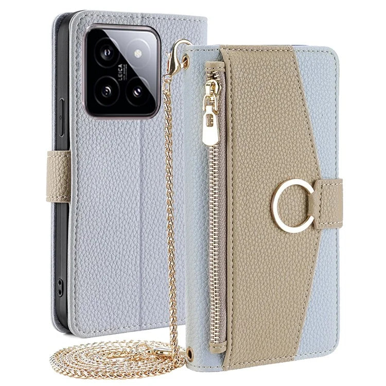 For Xiaomi 14 Case Litchi Texture Crossbody Stand Wallet Phone Protector