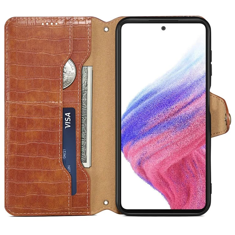 For Samsung Galaxy S23 FE Case Crocodile Texture Stand Full Protection Cover