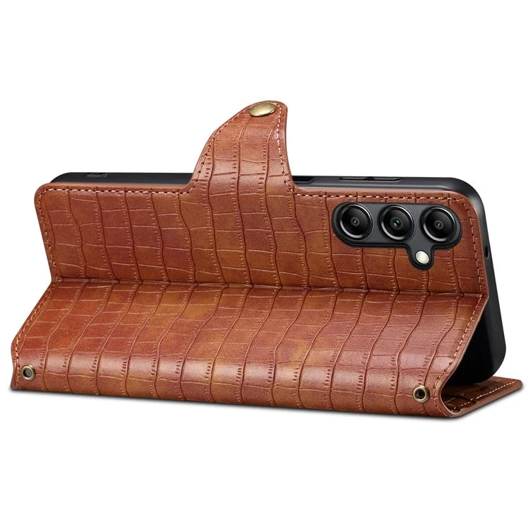 For Samsung Galaxy S23 FE Case Crocodile Texture Stand Full Protection Cover