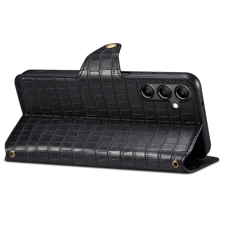 For Samsung Galaxy S23 FE Case Crocodile Texture Stand Full Protection Cover