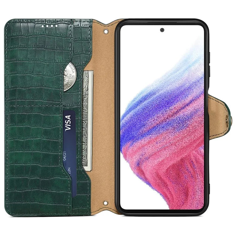 For Samsung Galaxy S23 FE Case Crocodile Texture Stand Full Protection Cover