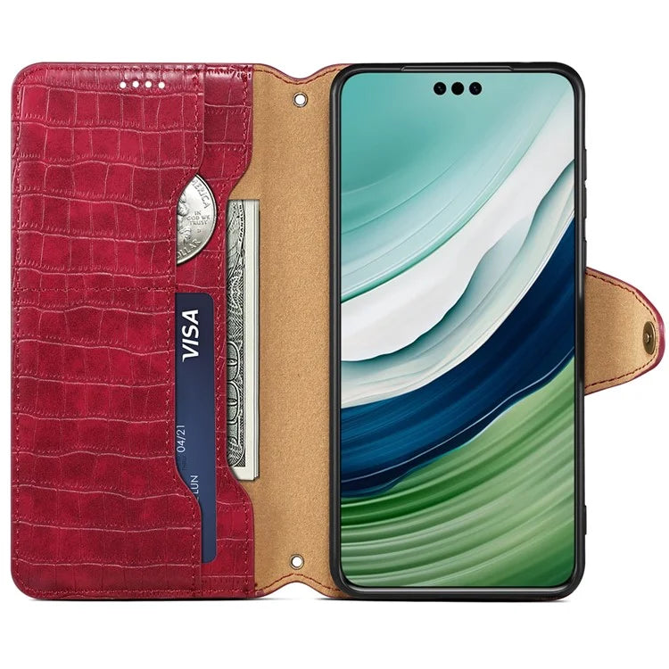 For Huawei Mate 60 Case Crocodile Texture Phone Cover with Wallet Stand