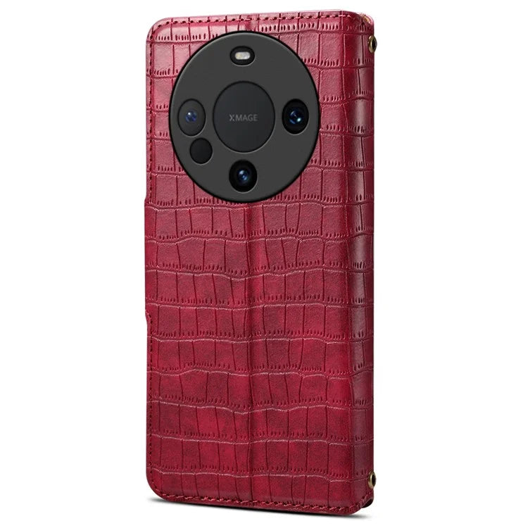 For Huawei Mate 60 Case Crocodile Texture Phone Cover with Wallet Stand