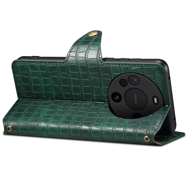 For Huawei Mate 60 Case Crocodile Texture Phone Cover with Wallet Stand