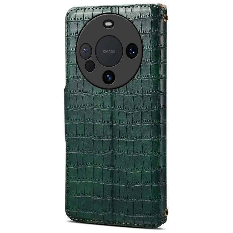 For Huawei Mate 60 Case Crocodile Texture Phone Cover with Wallet Stand