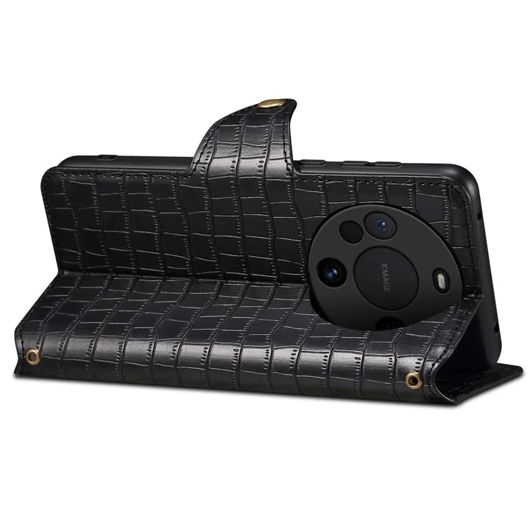 For Huawei Mate 60 Case Crocodile Texture Phone Cover with Wallet Stand