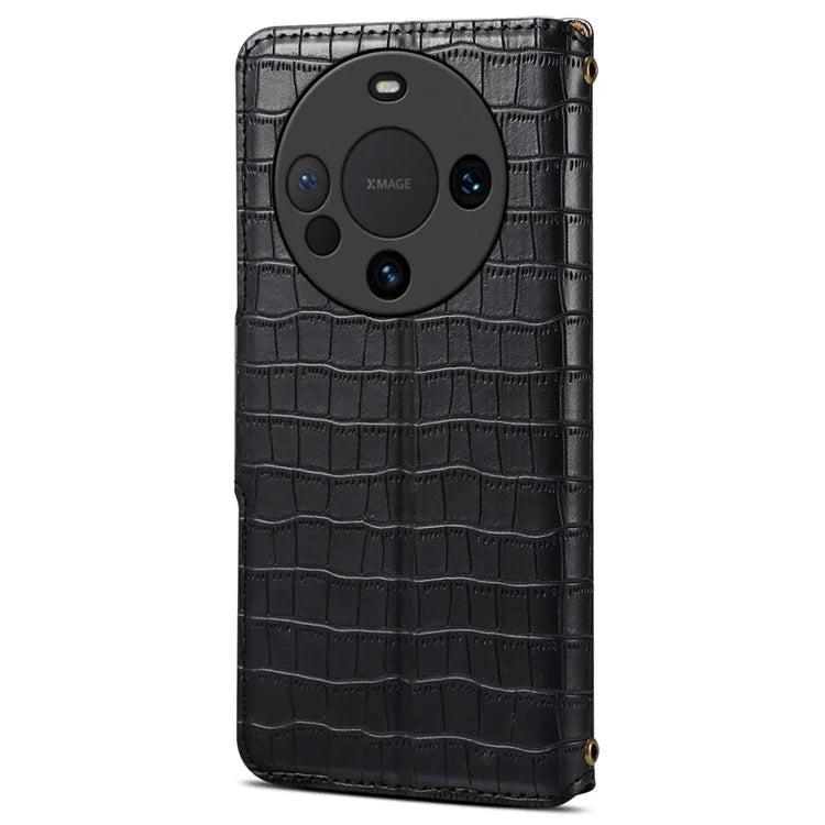 For Huawei Mate 60 Case Crocodile Texture Phone Cover with Wallet Stand