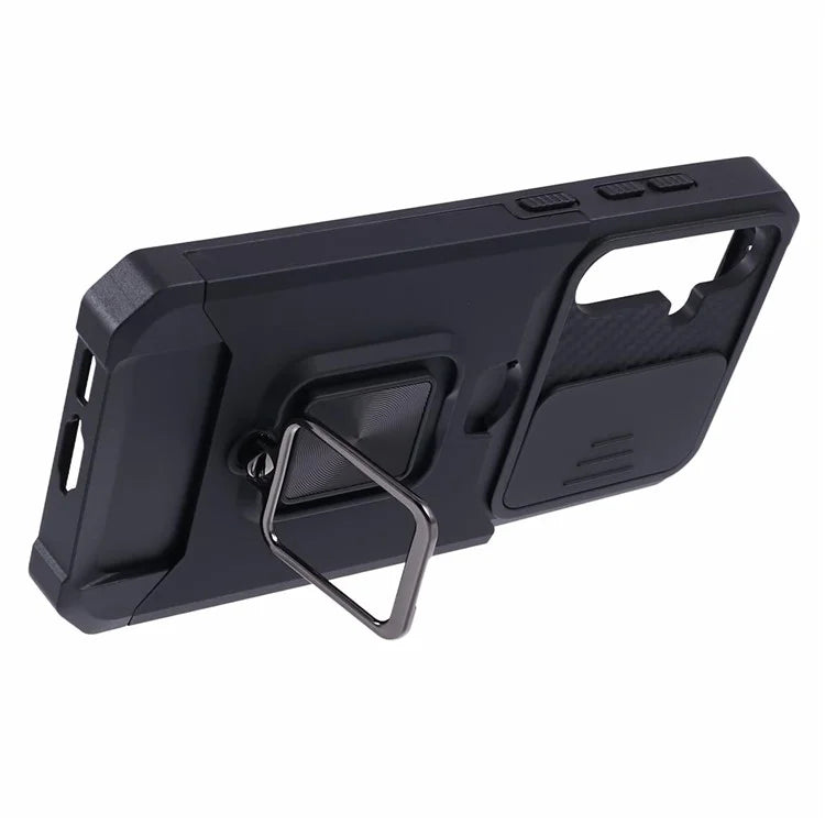For Samsung Galaxy S24 Case with Slide Camera Cover Kickstand Phone Protector