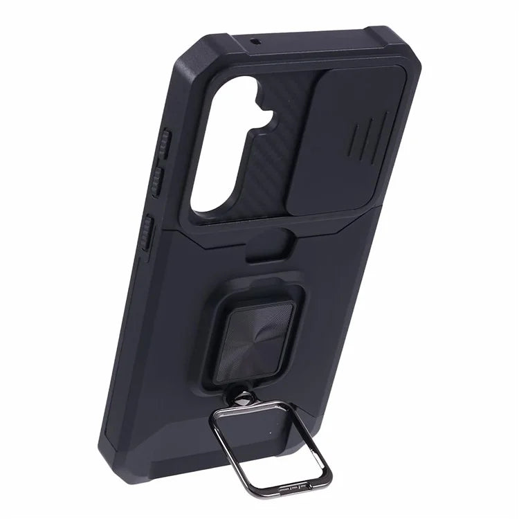 For Samsung Galaxy S24 Case with Slide Camera Cover Kickstand Phone Protector