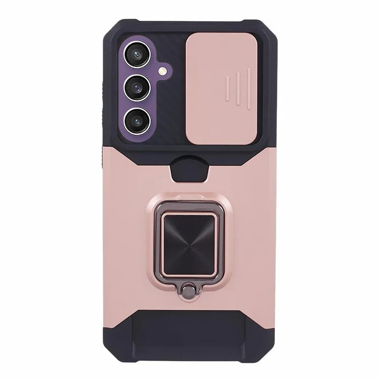 For Samsung Galaxy S24 Case with Slide Camera Cover Kickstand Phone Protector