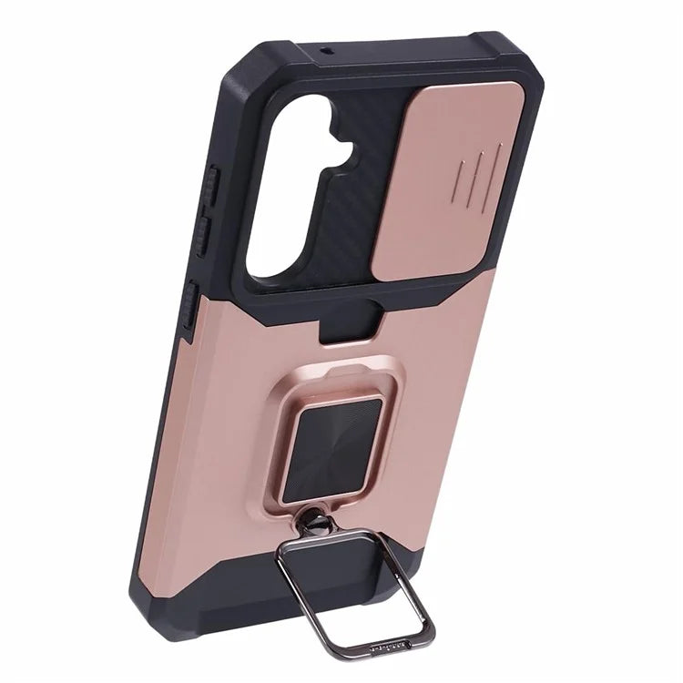 For Samsung Galaxy S24 Case with Slide Camera Cover Kickstand Phone Protector