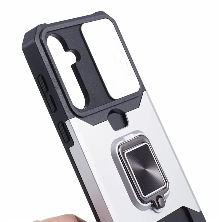 For Samsung Galaxy S24 Case with Slide Camera Cover Kickstand Phone Protector