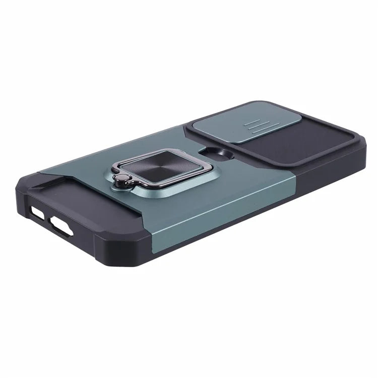 For Samsung Galaxy S24 Case with Slide Camera Cover Kickstand Phone Protectorish Green