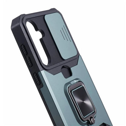 For Samsung Galaxy S24 Case with Slide Camera Cover Kickstand Phone Protectorish Green