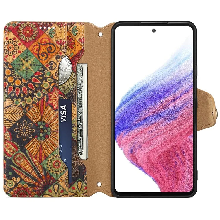 For Samsung Galaxy A53 5G Case Flower Printing PU Leather Foldable Stand Phone Cover