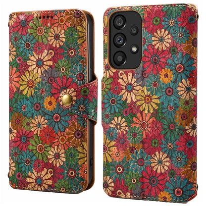 For Samsung Galaxy A53 5G Case Flower Printing PU Leather Foldable Stand Phone Cover