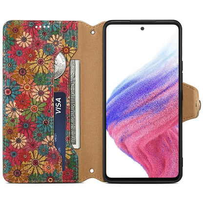 For Samsung Galaxy A53 5G Case Flower Printing PU Leather Foldable Stand Phone Cover