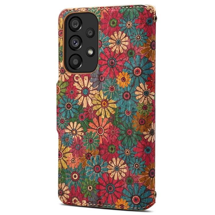 For Samsung Galaxy A53 5G Case Flower Printing PU Leather Foldable Stand Phone Cover