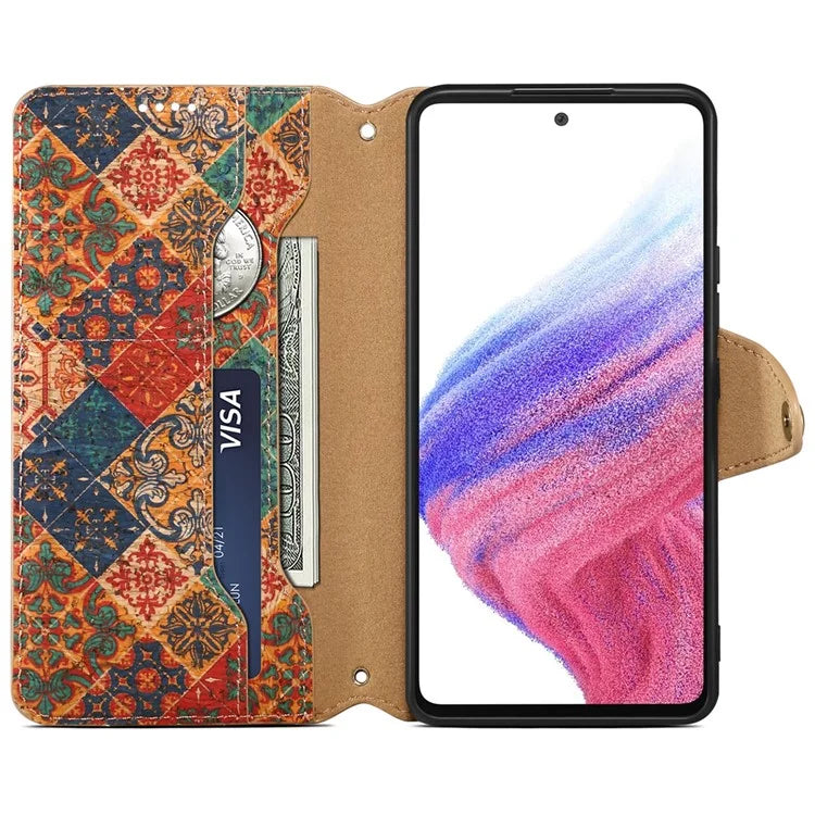 For Samsung Galaxy A53 5G Case Flower Printing PU Leather Foldable Stand Phone Cover