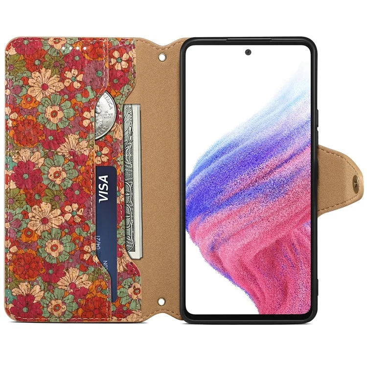 For Samsung Galaxy A53 5G Case Flower Printing PU Leather Foldable Stand Phone Cover