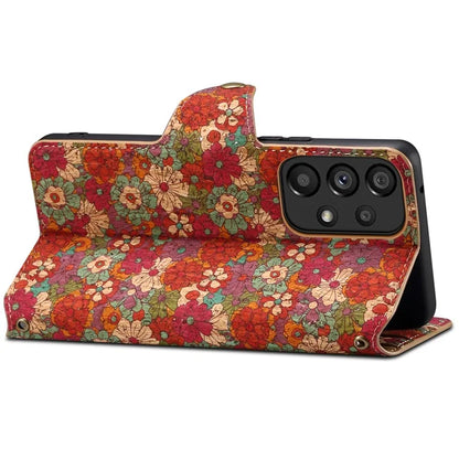 For Samsung Galaxy A53 5G Case Flower Printing PU Leather Foldable Stand Phone Cover
