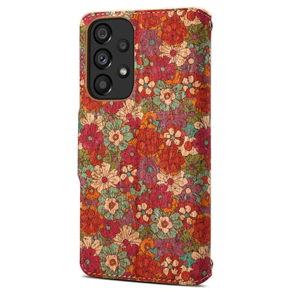 For Samsung Galaxy A53 5G Case Flower Printing PU Leather Foldable Stand Phone Cover