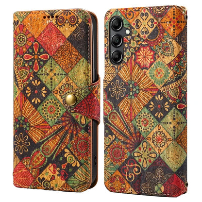 For Samsung Galaxy A14 4G / 5G Case Flower Printing Horizontal Stand PU Leather Phone Cover