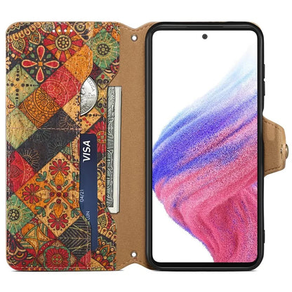 For Samsung Galaxy A14 4G / 5G Case Flower Printing Horizontal Stand PU Leather Phone Cover