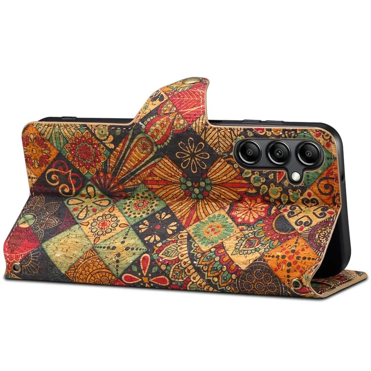 For Samsung Galaxy A14 4G / 5G Case Flower Printing Horizontal Stand PU Leather Phone Cover