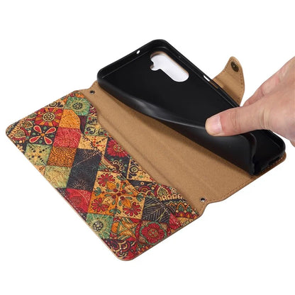For Samsung Galaxy A14 4G / 5G Case Flower Printing Horizontal Stand PU Leather Phone Cover