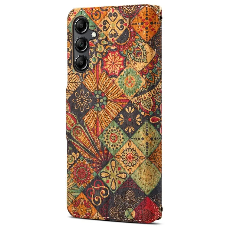 For Samsung Galaxy A14 4G / 5G Case Flower Printing Horizontal Stand PU Leather Phone Cover