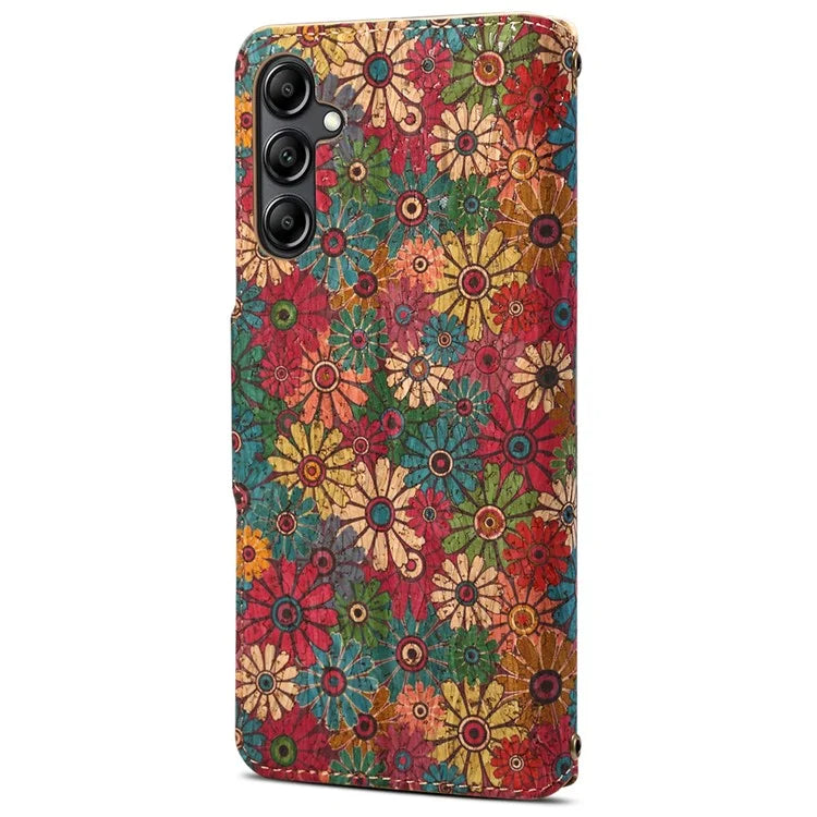 For Samsung Galaxy A14 4G / 5G Case Flower Printing Horizontal Stand PU Leather Phone Cover
