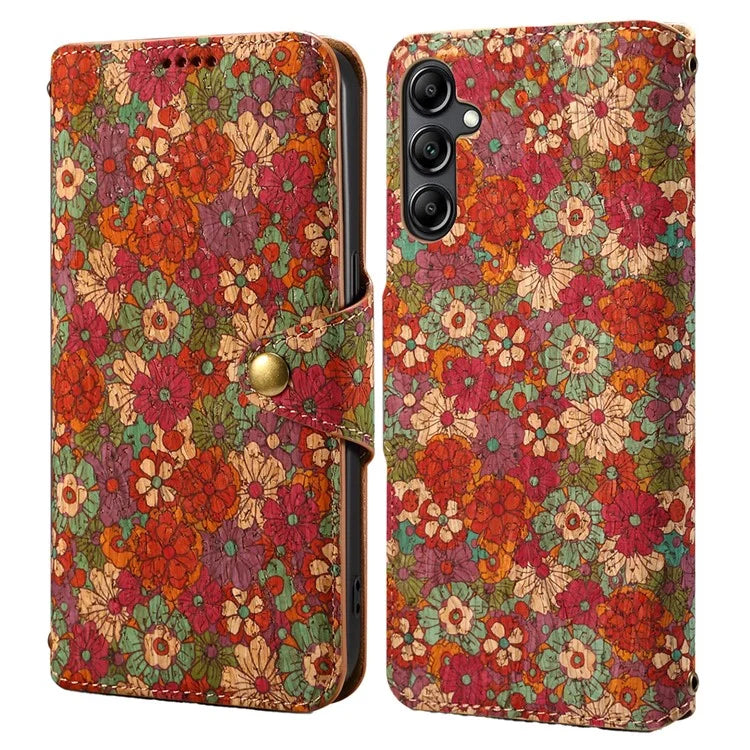 For Samsung Galaxy A14 4G / 5G Case Flower Printing Horizontal Stand PU Leather Phone Cover