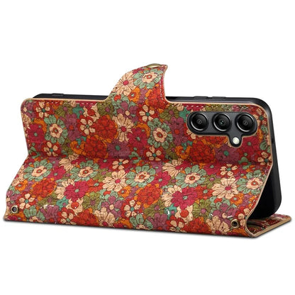For Samsung Galaxy A14 4G / 5G Case Flower Printing Horizontal Stand PU Leather Phone Cover